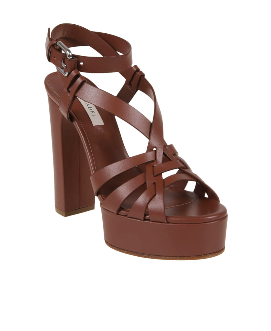 Casadei Geometric Strappy Platform Sandals In Brown