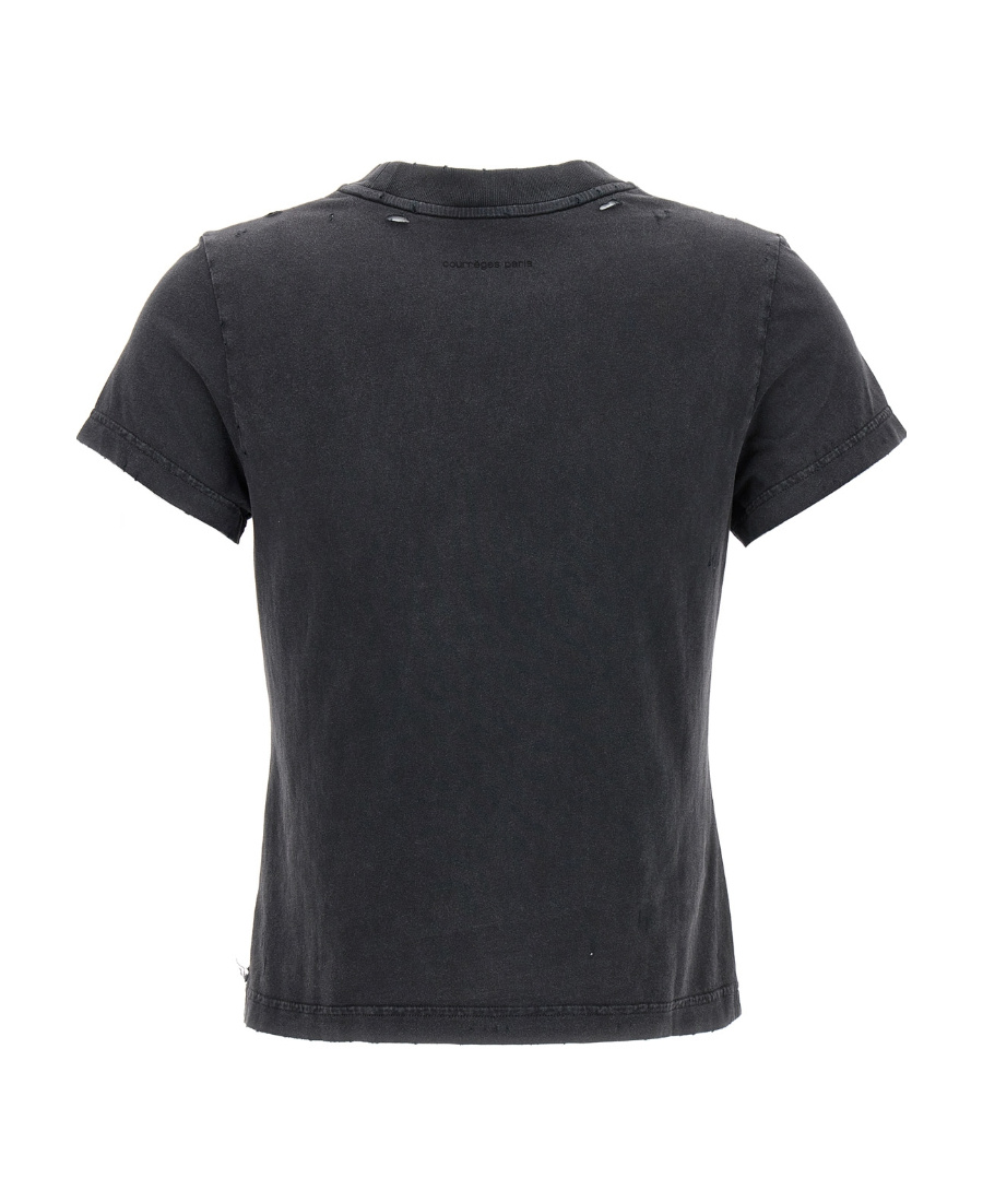 Shop Courrèges Ac Destroyed Cotton T-shir In Black
