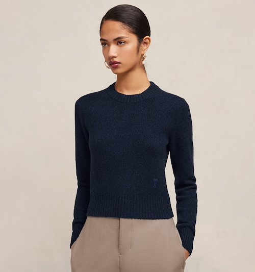 Ami Alexandre Mattiussi Ami Paris Long-sleeved Crewneck Knitted Jumper In Black