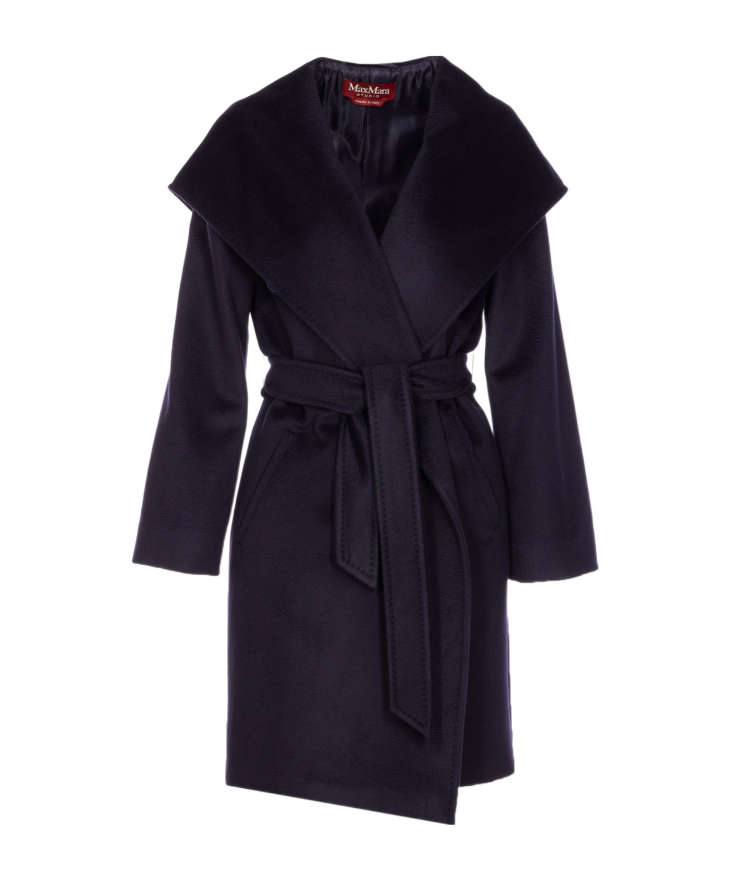Max Mara Rialto Hooded Camel Coat In Black