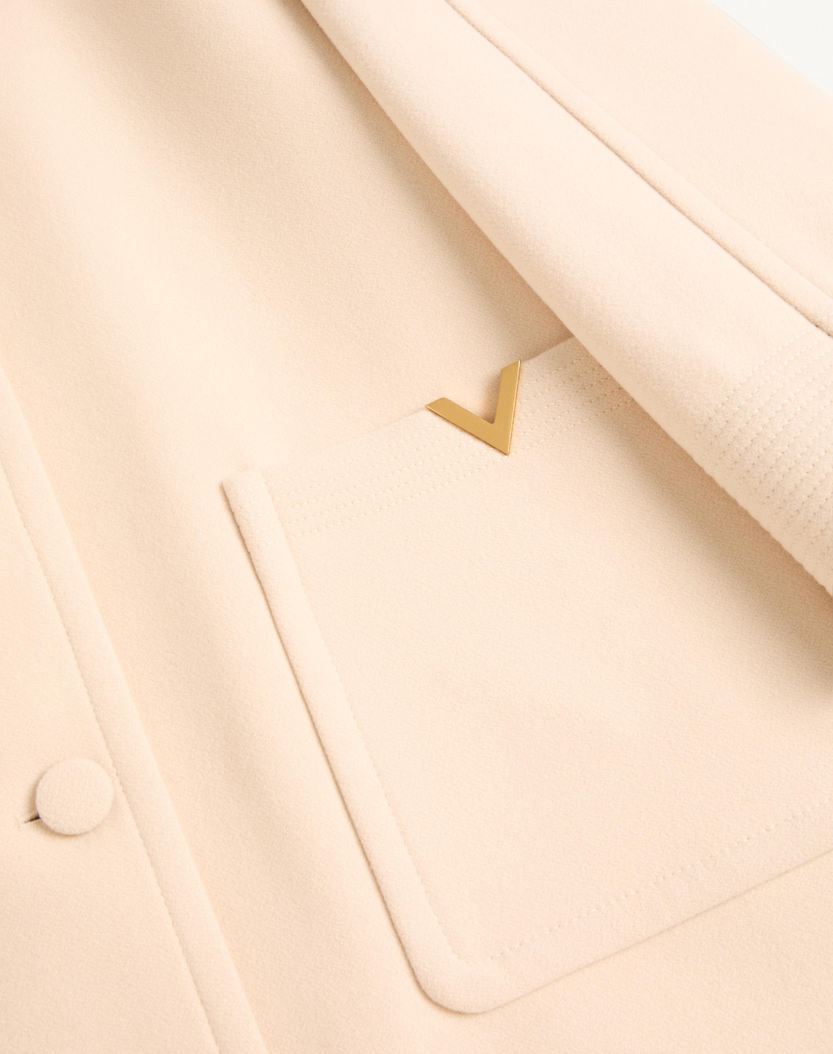 Valentino Wool Coat With Rounded Collar And Pockets In Neutral