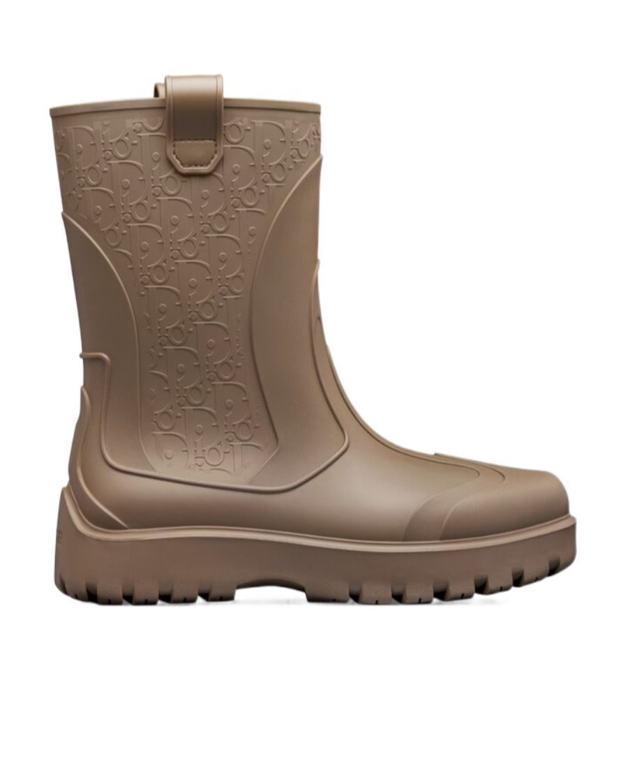 Dior Garden Logo Rain Boots In Brown