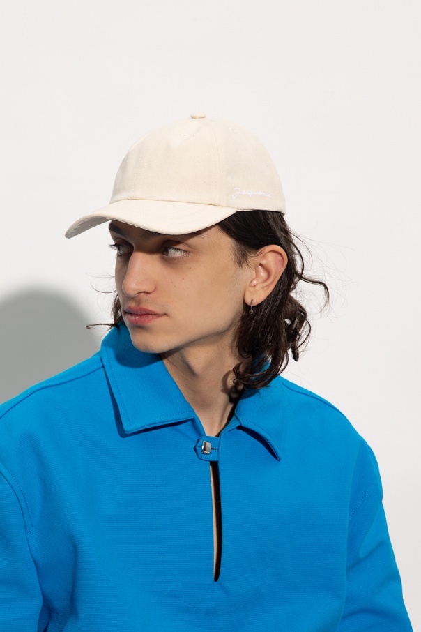 Jacquemus Logo Embroidered Curved Peak Baseball Cap In White