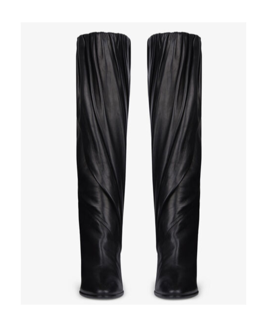 Givenchy Pleated Calf High Boots In Black