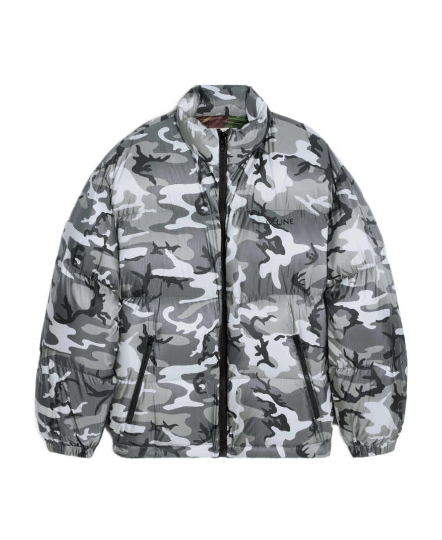 Celine Short Down Jacket In Nylon In Gray