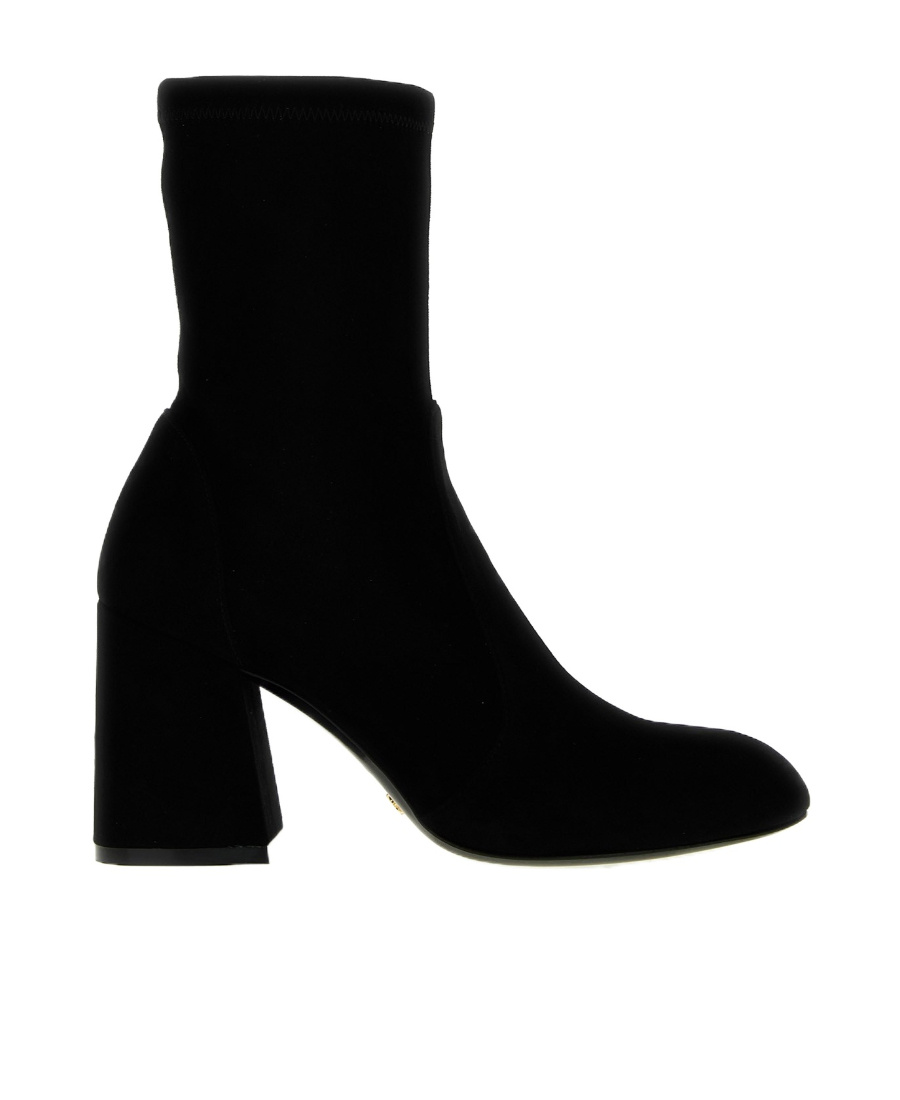 Stuart Weitzman Flareblock Womens Suede Pull On Ankle Boots In Black