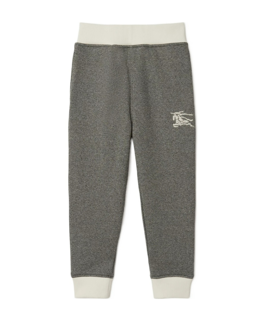 Burberry Equestrian Knight-embroidered Cotton Track Pants In Gray