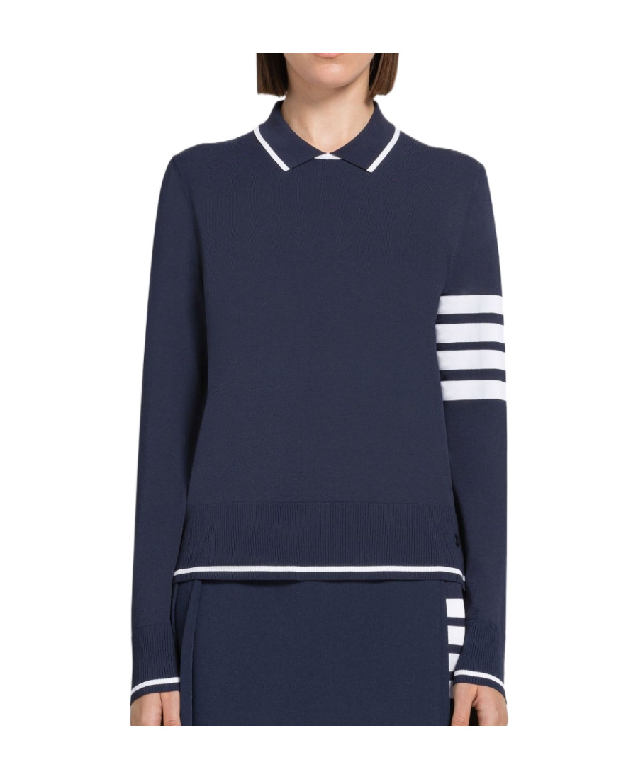 Thom Browne Jersey Pullover Polo Jumper In Blue