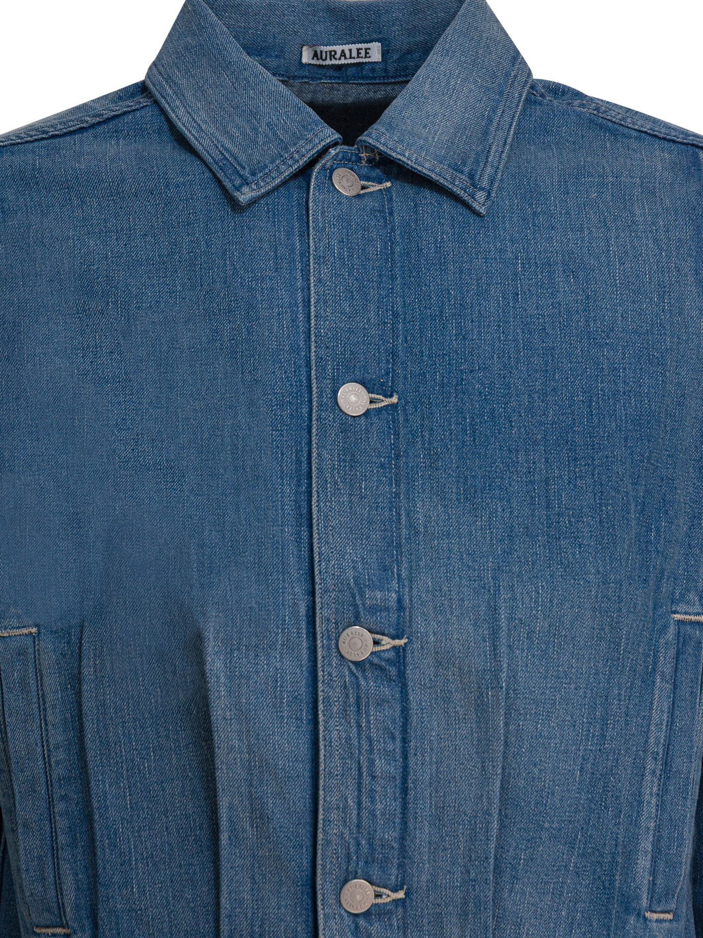 Auralee Luxurious Velvet Jacket Side Pockets In Blue