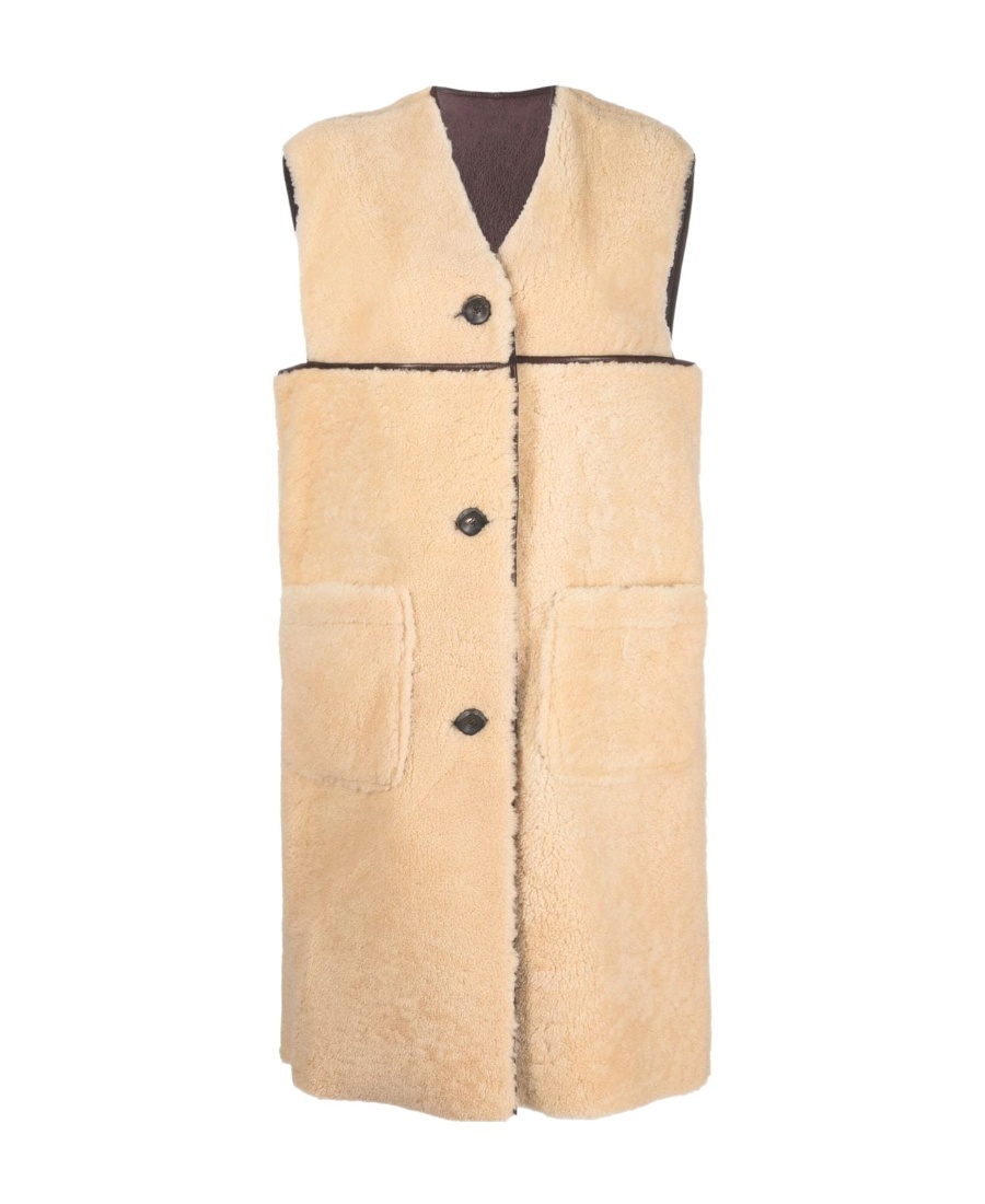Shop Marni Reversible Furry Waistcoat In Nude