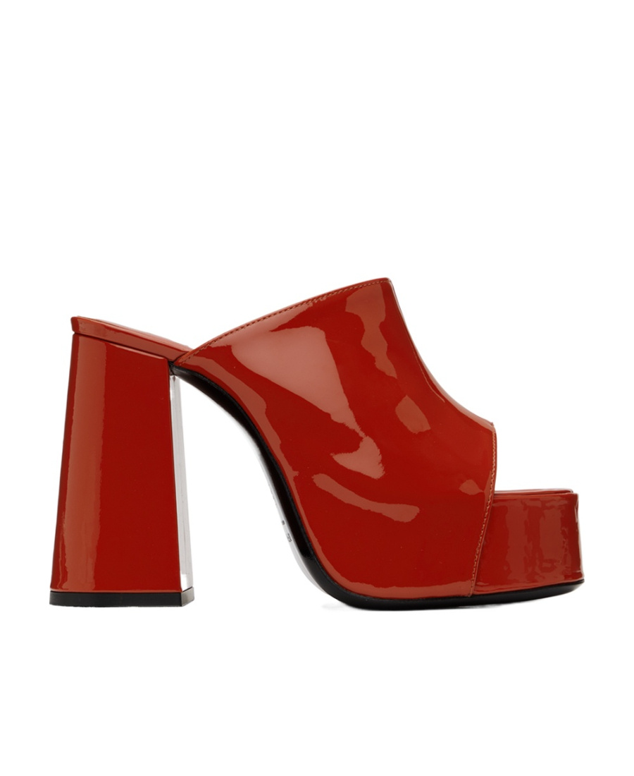 By Far Embossed High-heeled Sandals In Red