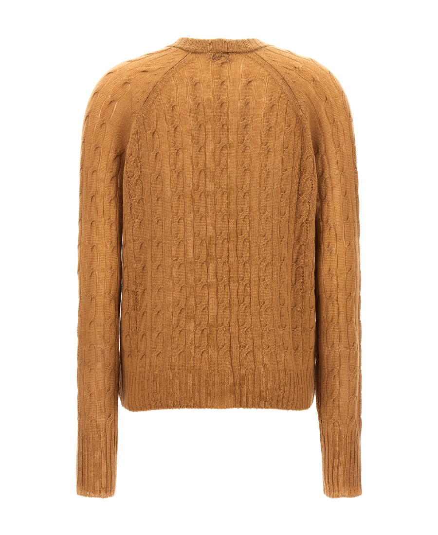 Etro Cable Knit V-neck Cardigan Pockets In Orange