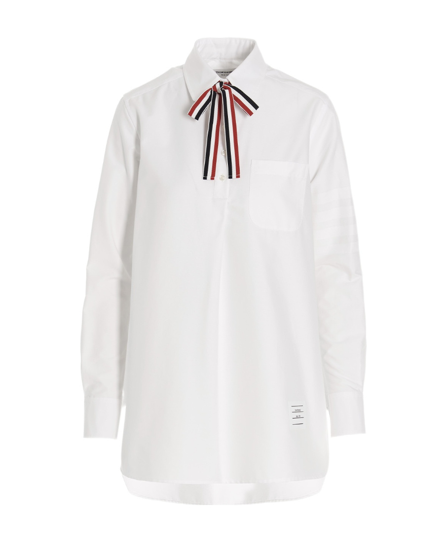 Thom Browne Bow Tie Logo Blouse In White