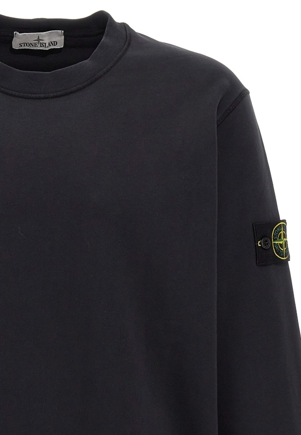 Stone Island Vanisé Brushed Heavy Cotton Sweatshirt In Black