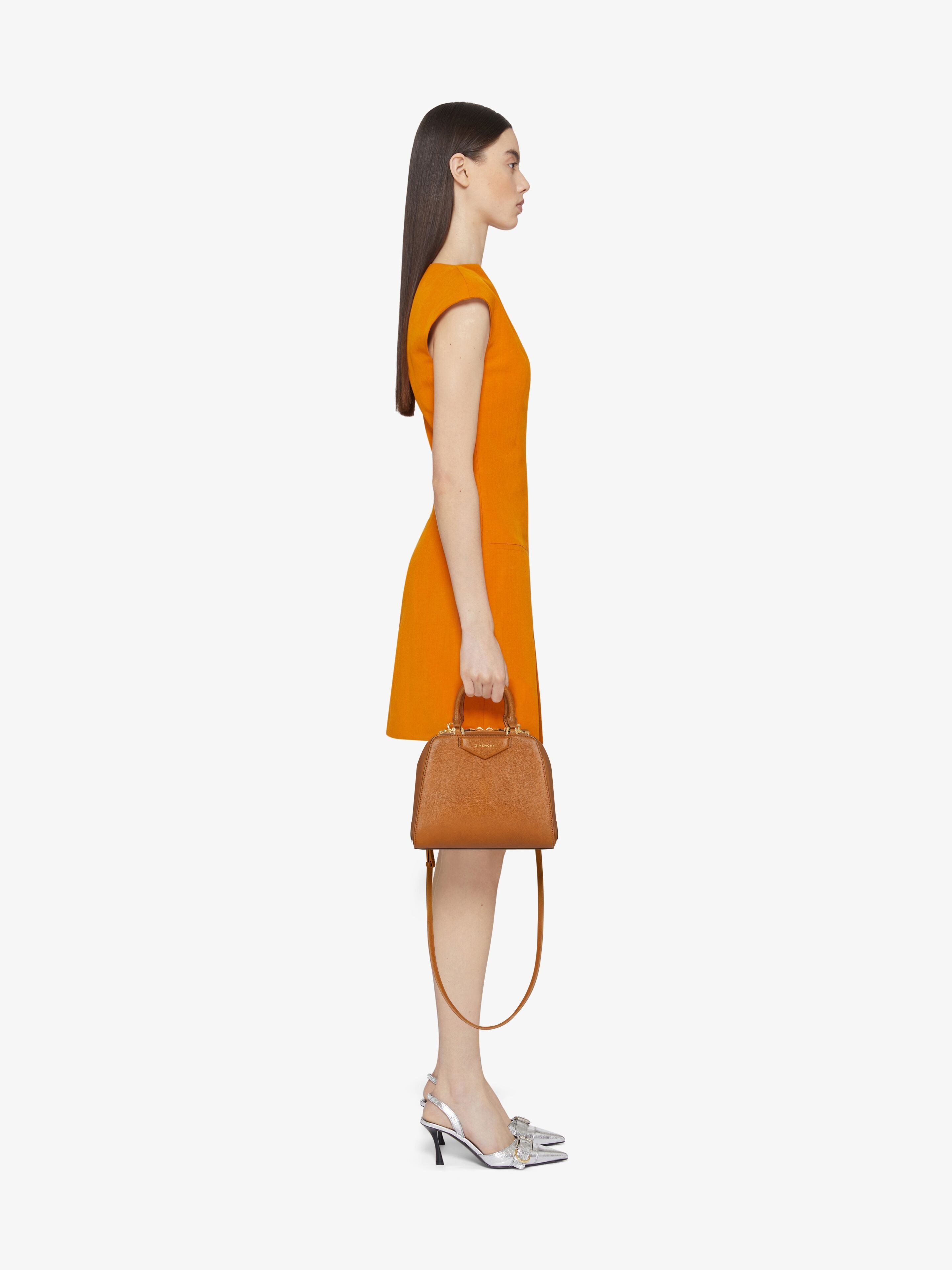 Givenchy Antigona Cube Mini Leather Handbag In Brown