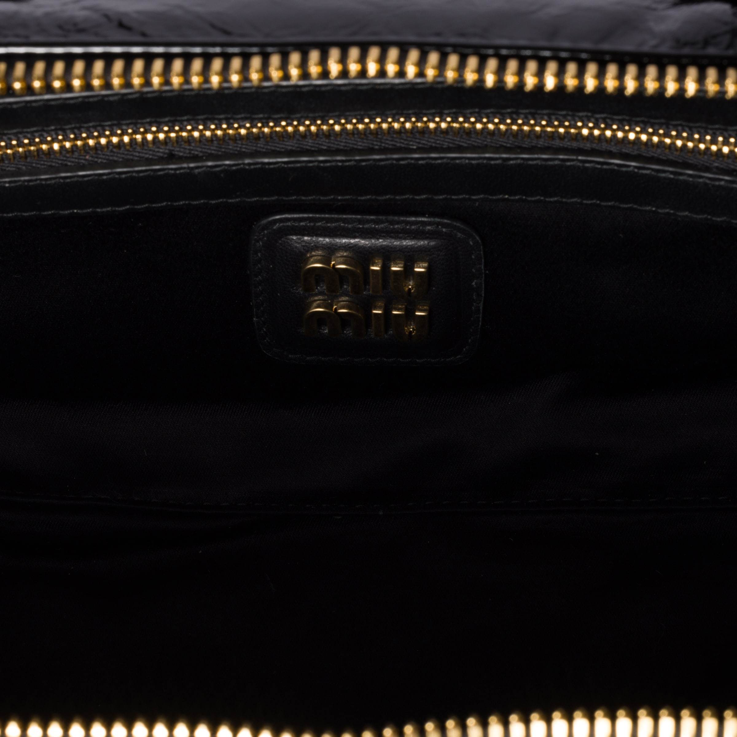 Miu Miu Zippered Handbag In Black