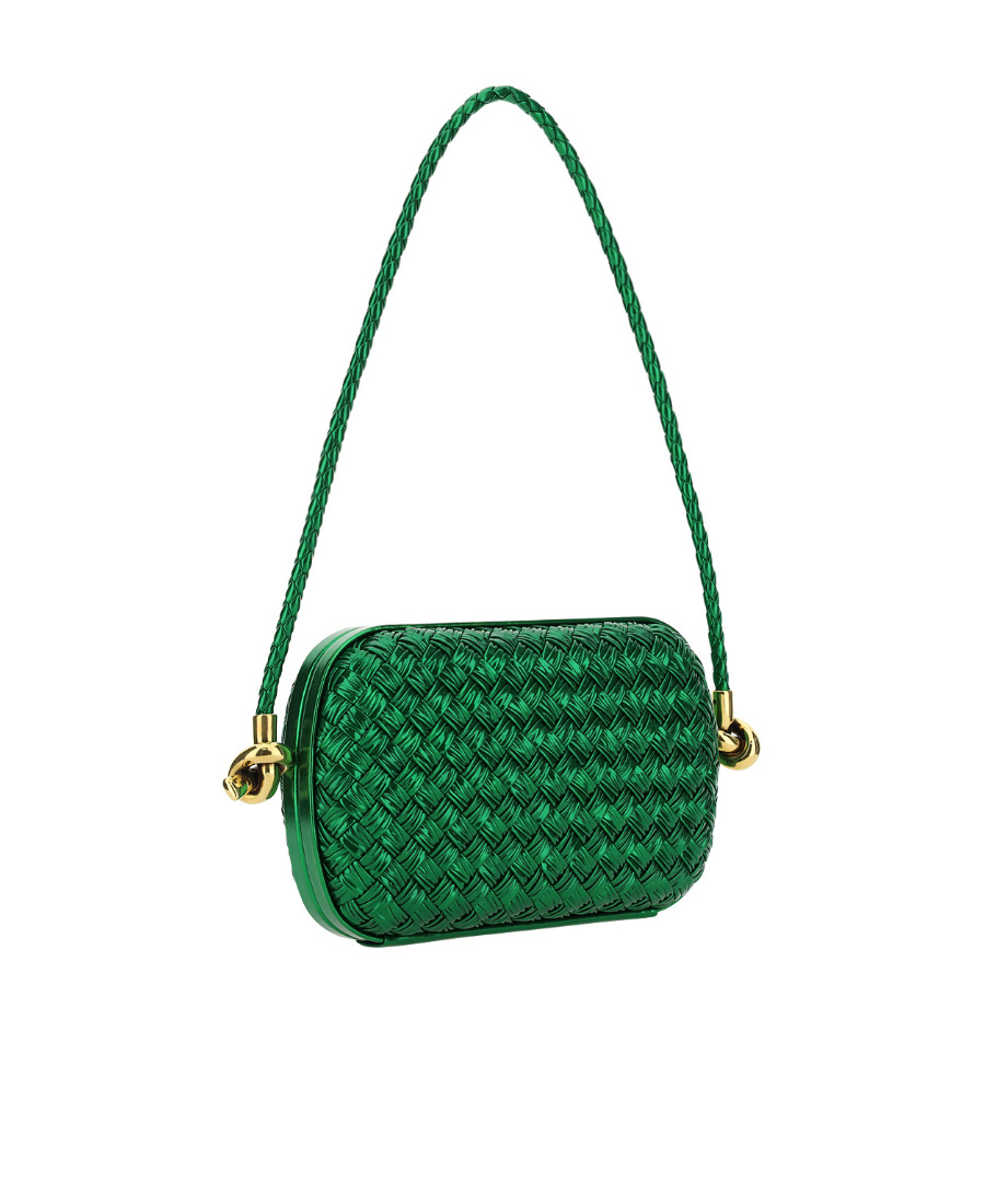 Bottega Veneta Knot On Strap Shoulder Bag In Green