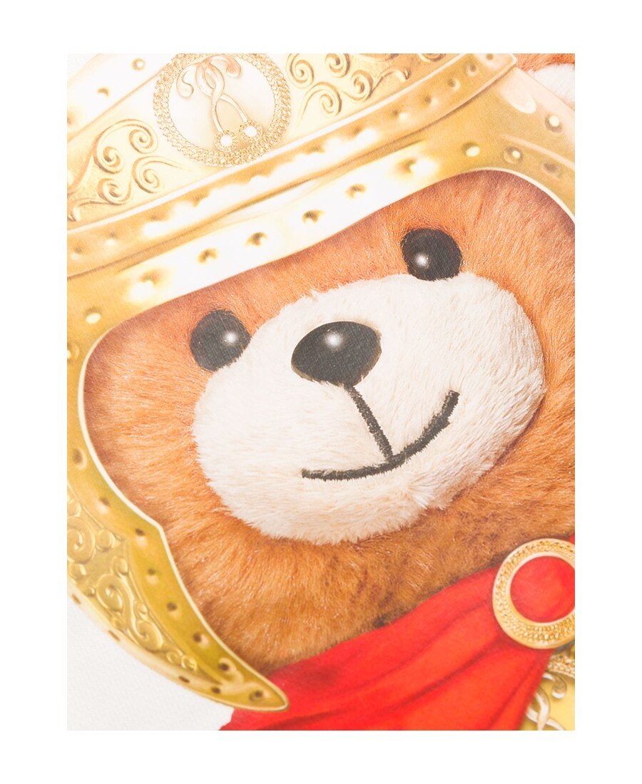 Moschino Logo Teddy Bear Printed Hooded Sweater In White