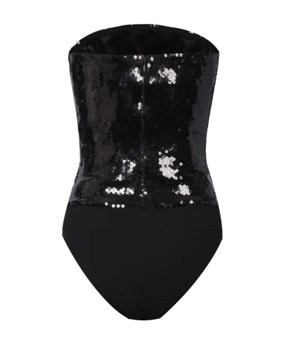 Alexandre Vauthier Sequin-embellished Strapless Bodysuit In Black