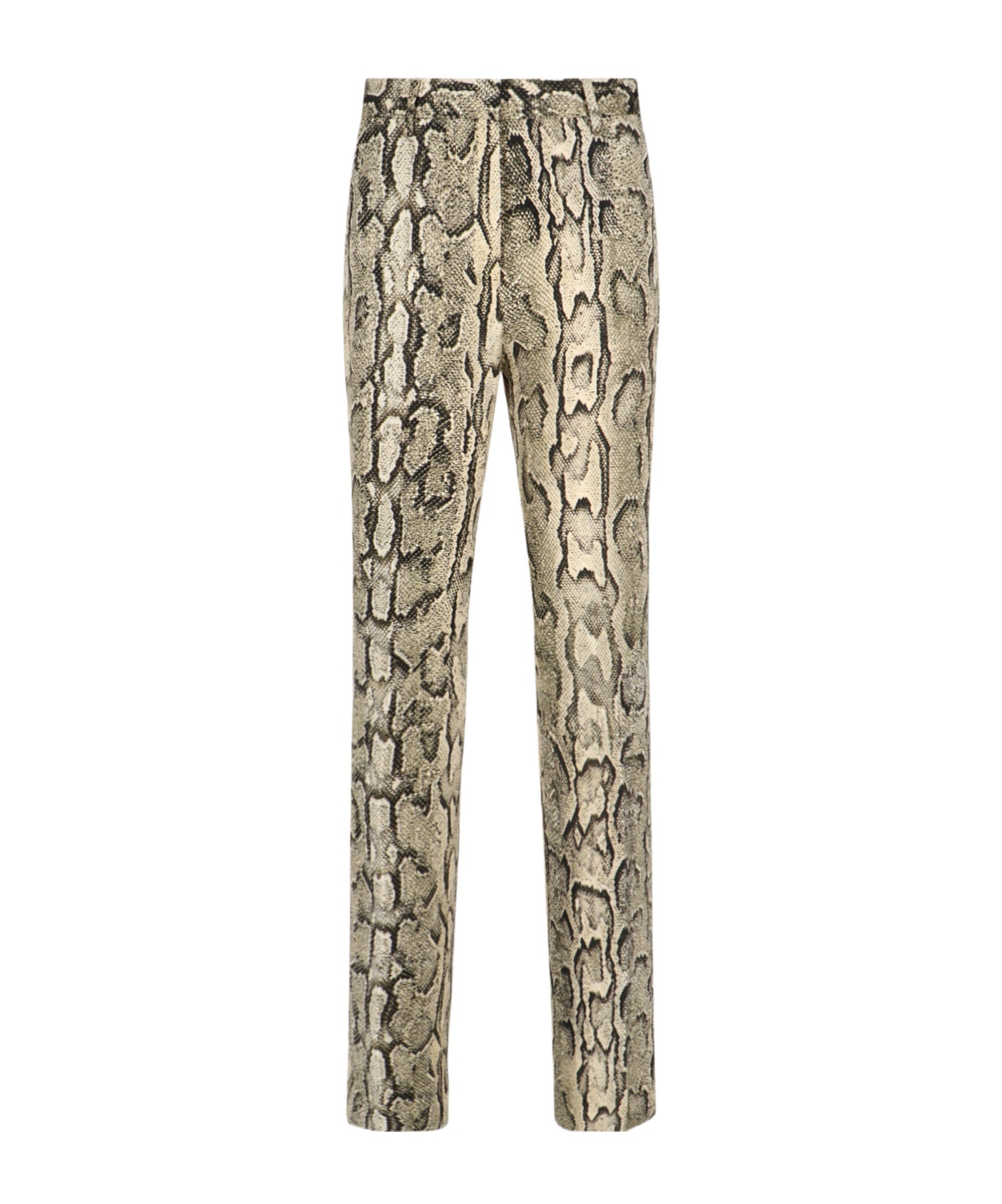 Dries Van Noten Straight Trousers With Belt Loops And Pockets In Animal Print