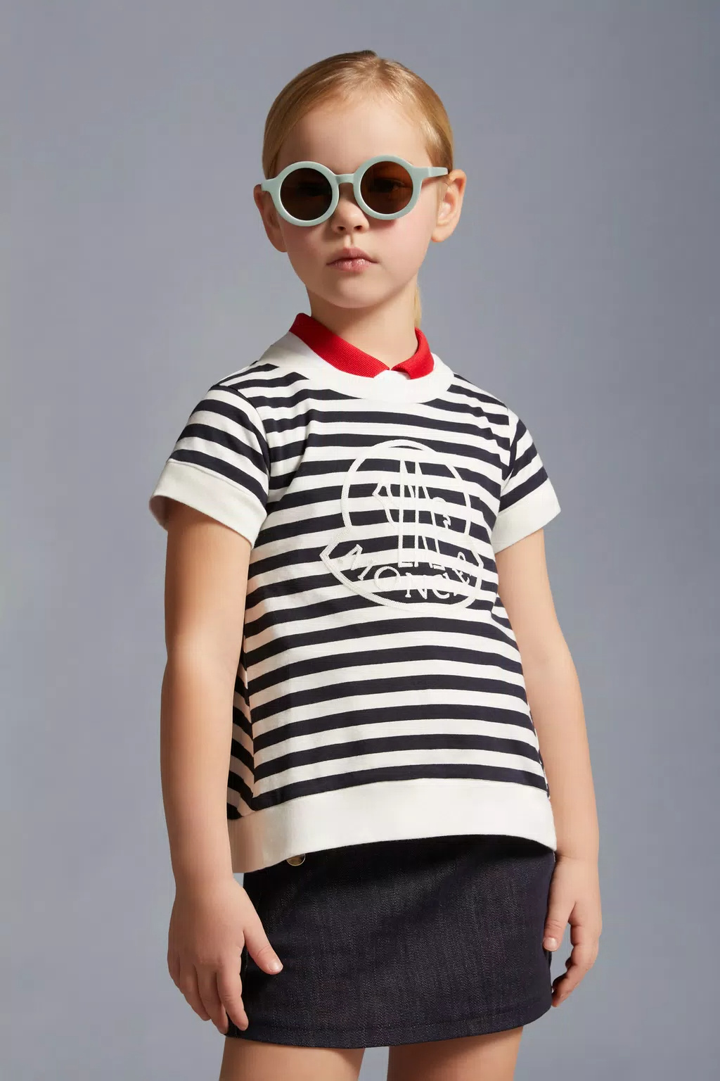 Moncler Logo-embroidered Striped T-shirt In White
