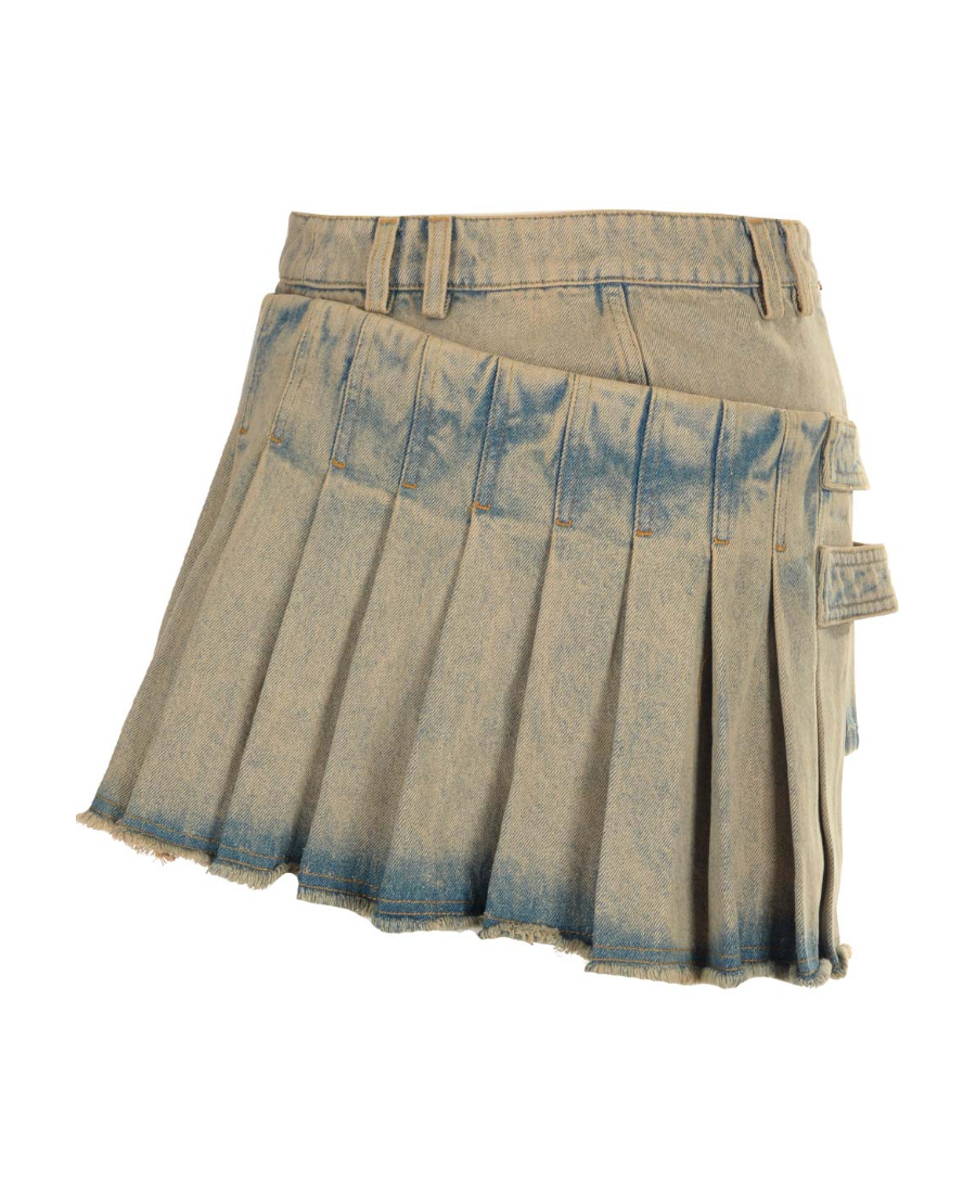Balmain Pleated Asymmetric Miniskirt In Nude