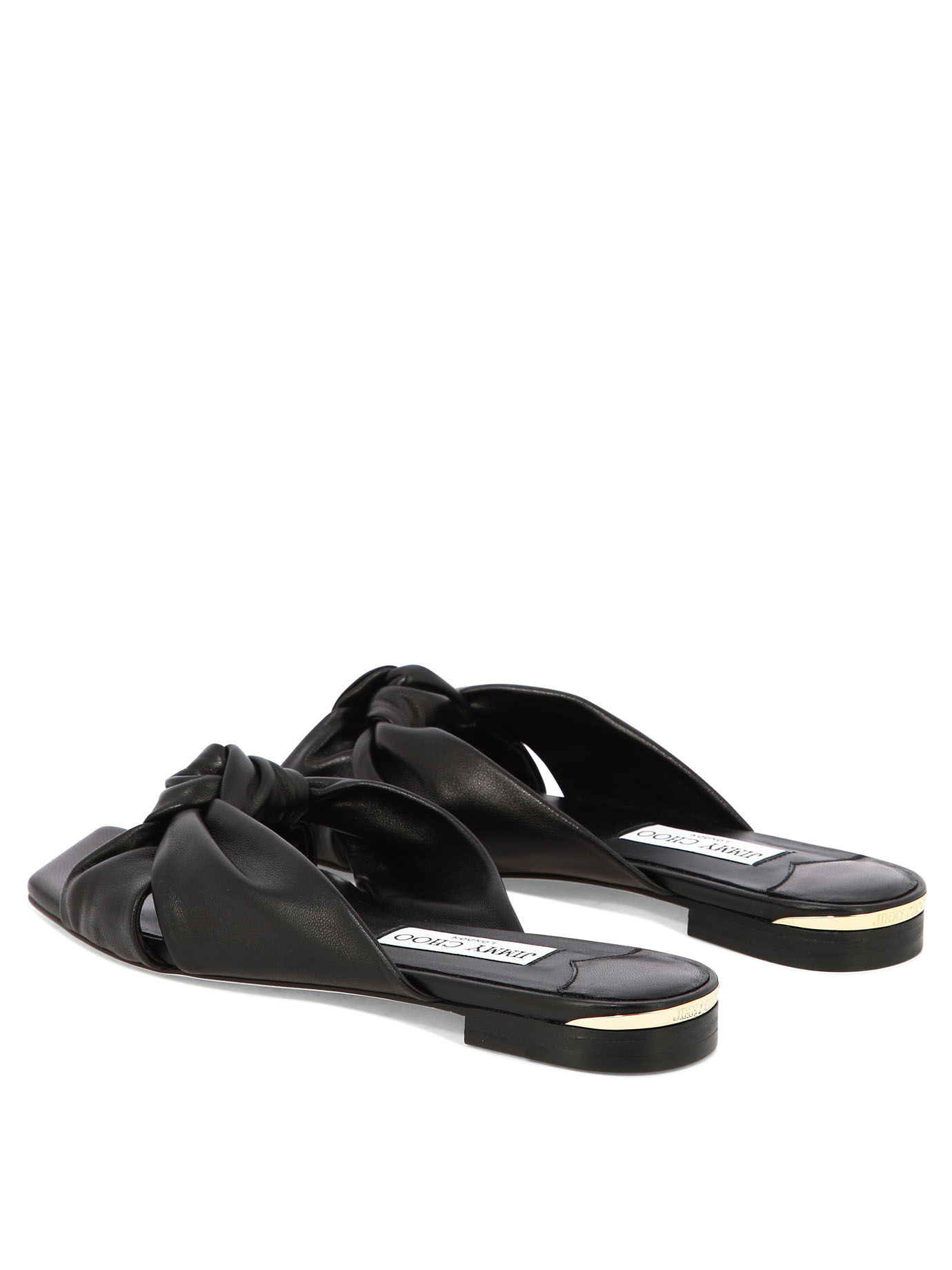 Jimmy Choo Womens Black Avenue Knot-embellished Leather Mules In Black