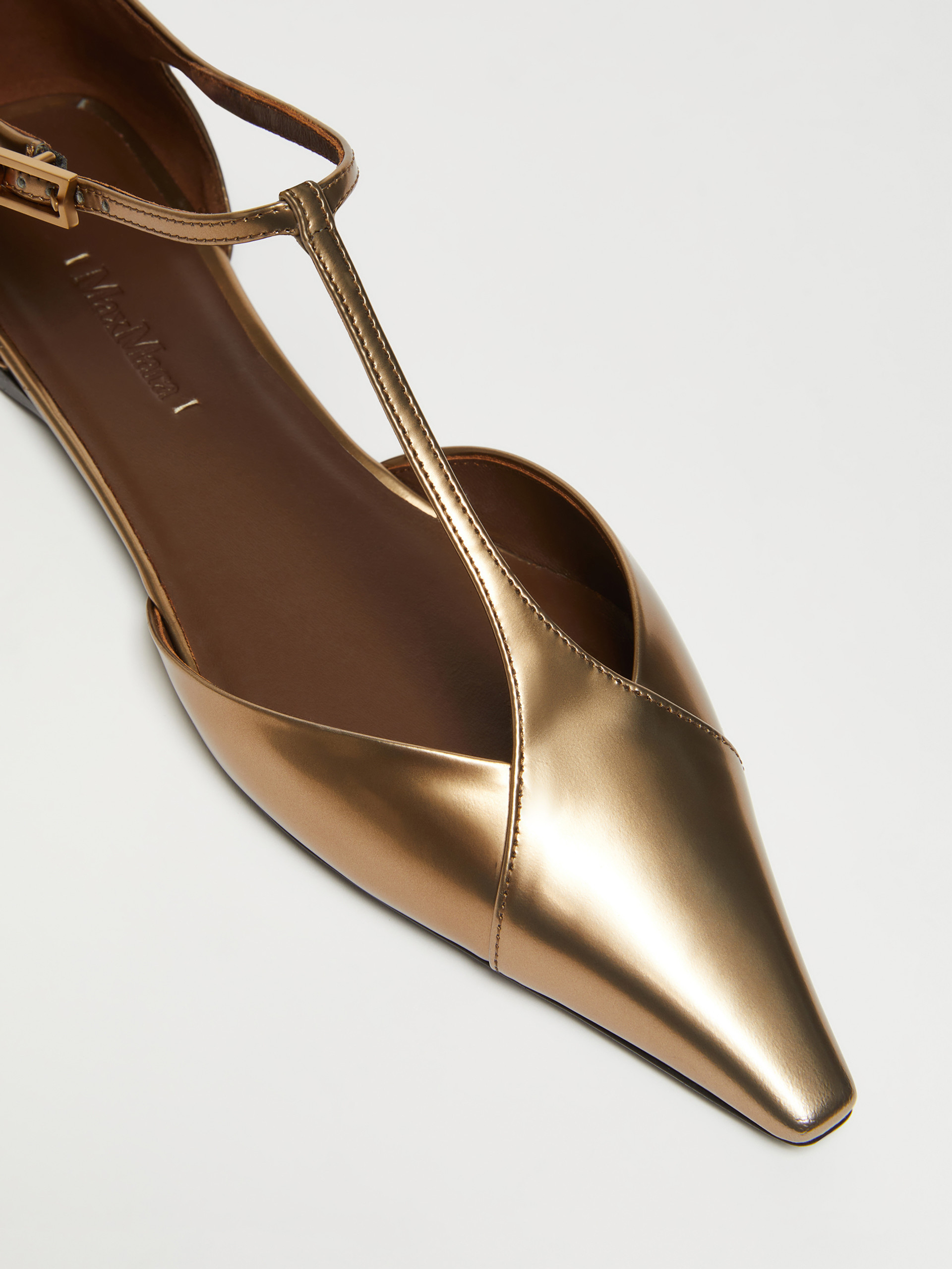 Max Mara Metallic Pointed-toe Ballet Flats In Black