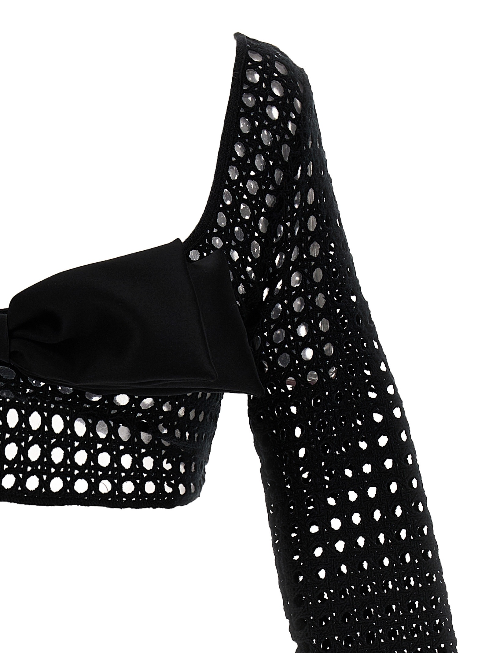 Giambattista Valli Cropped Macramé Bow Top Tops Black In Black