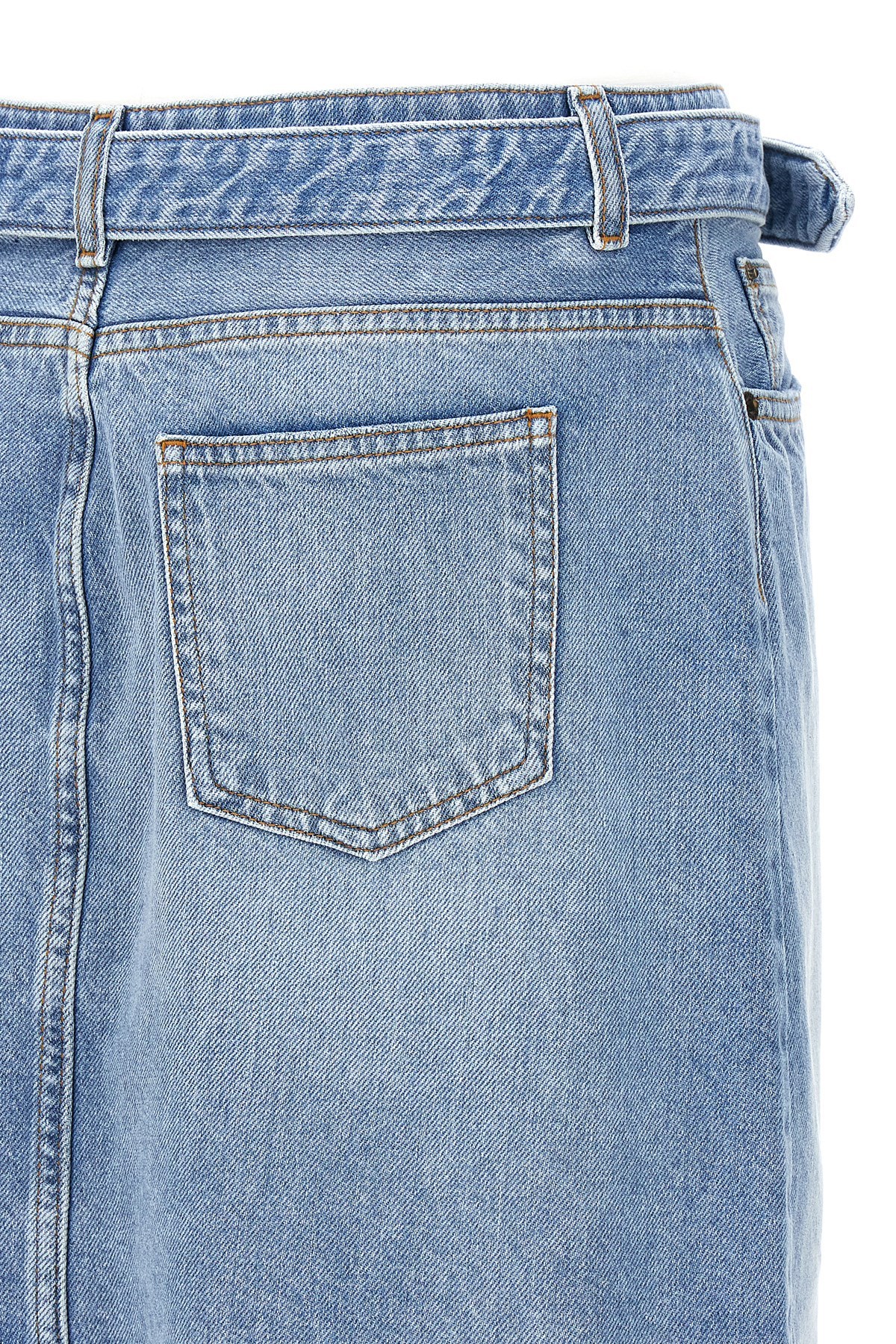 Shop Twinset Frayed Denim Miniskirt In Blue