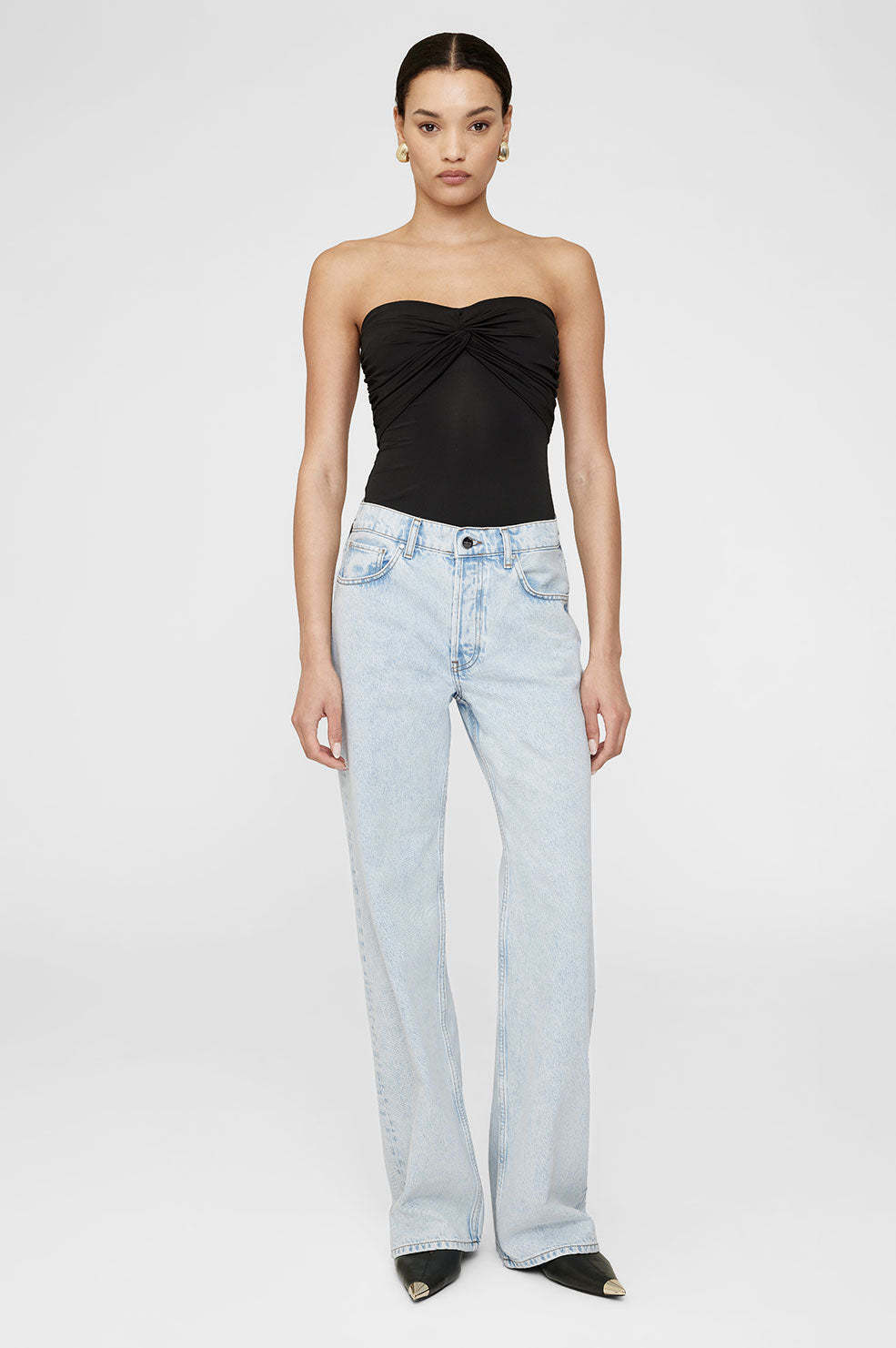 Shop Anine Bing Hugh High-rise Wide-leg Jeans In White
