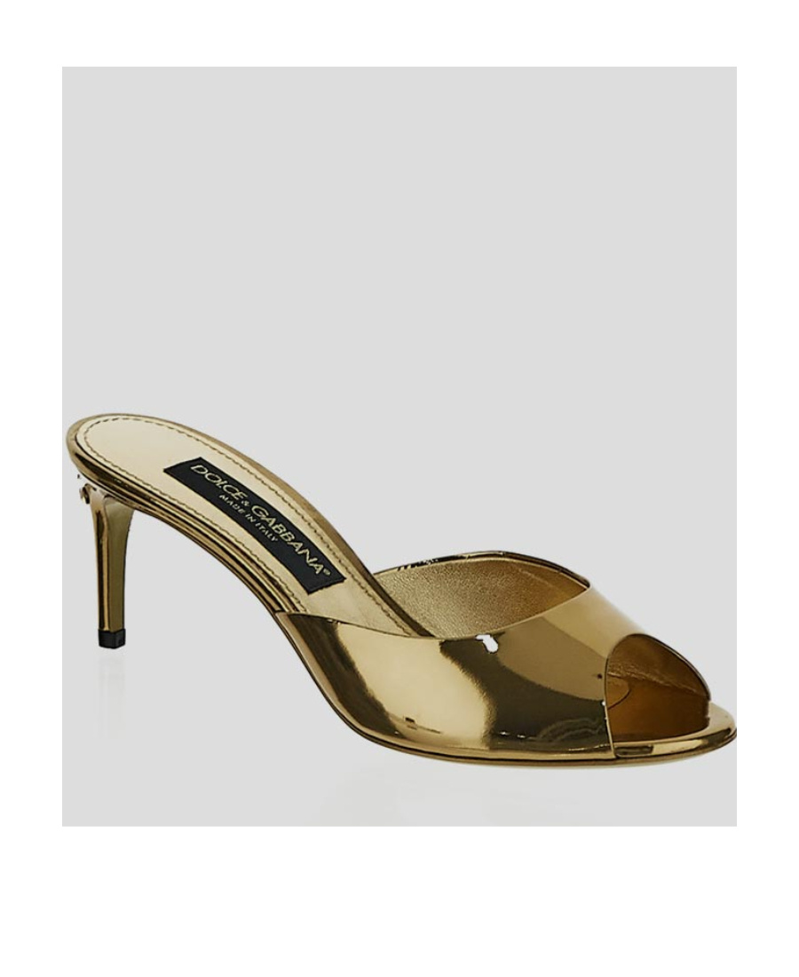 Dolce & Gabbana 70mm Metallic-finish Leather Mules In Brown