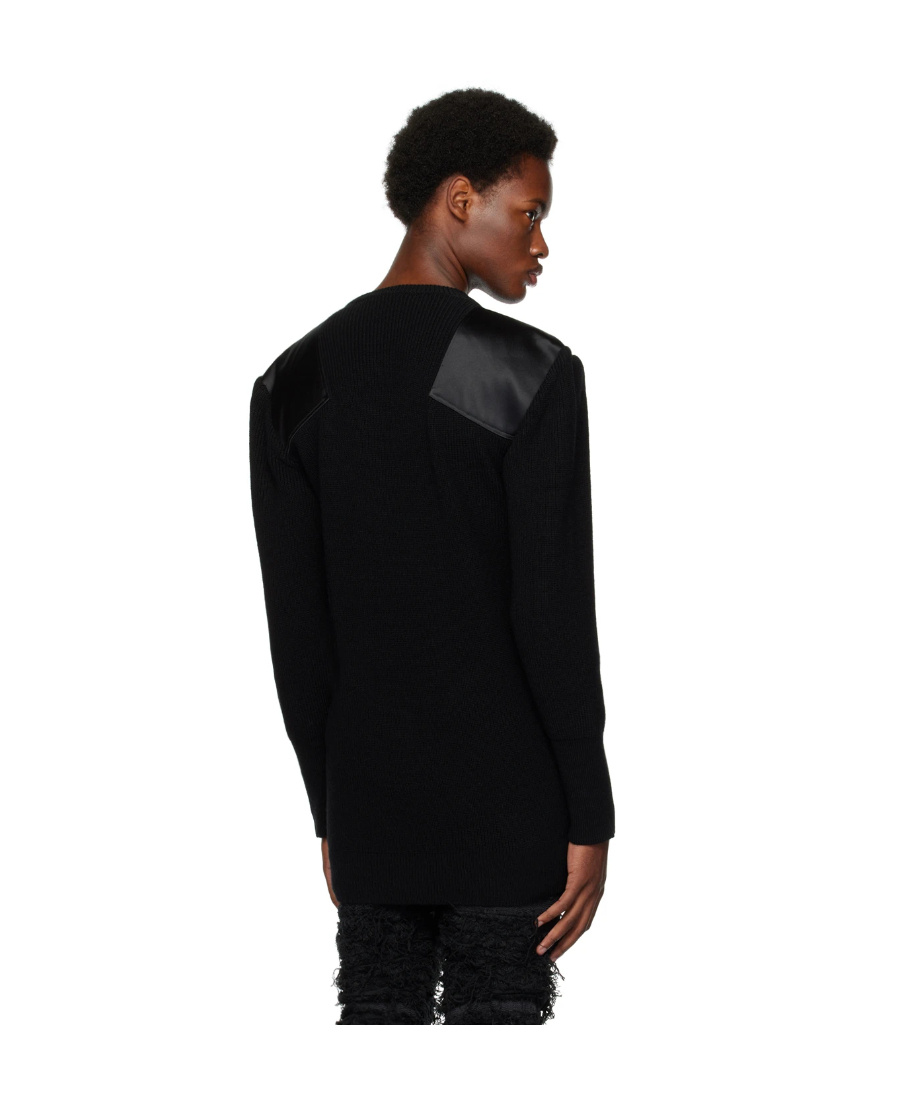 Alyx Contrasting-patches Ribbed-knit Jumper In Black