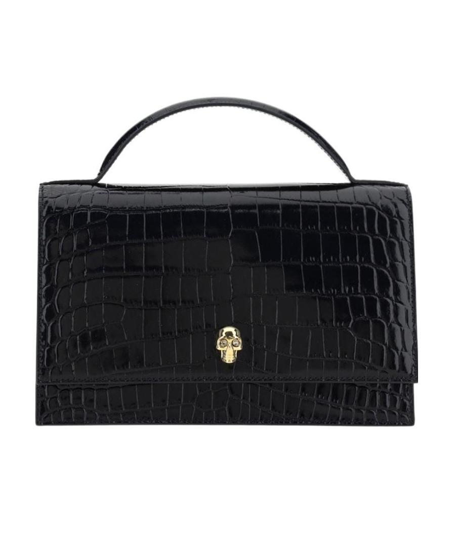 Alexander Mcqueen Top Handle Skull Bag In Black