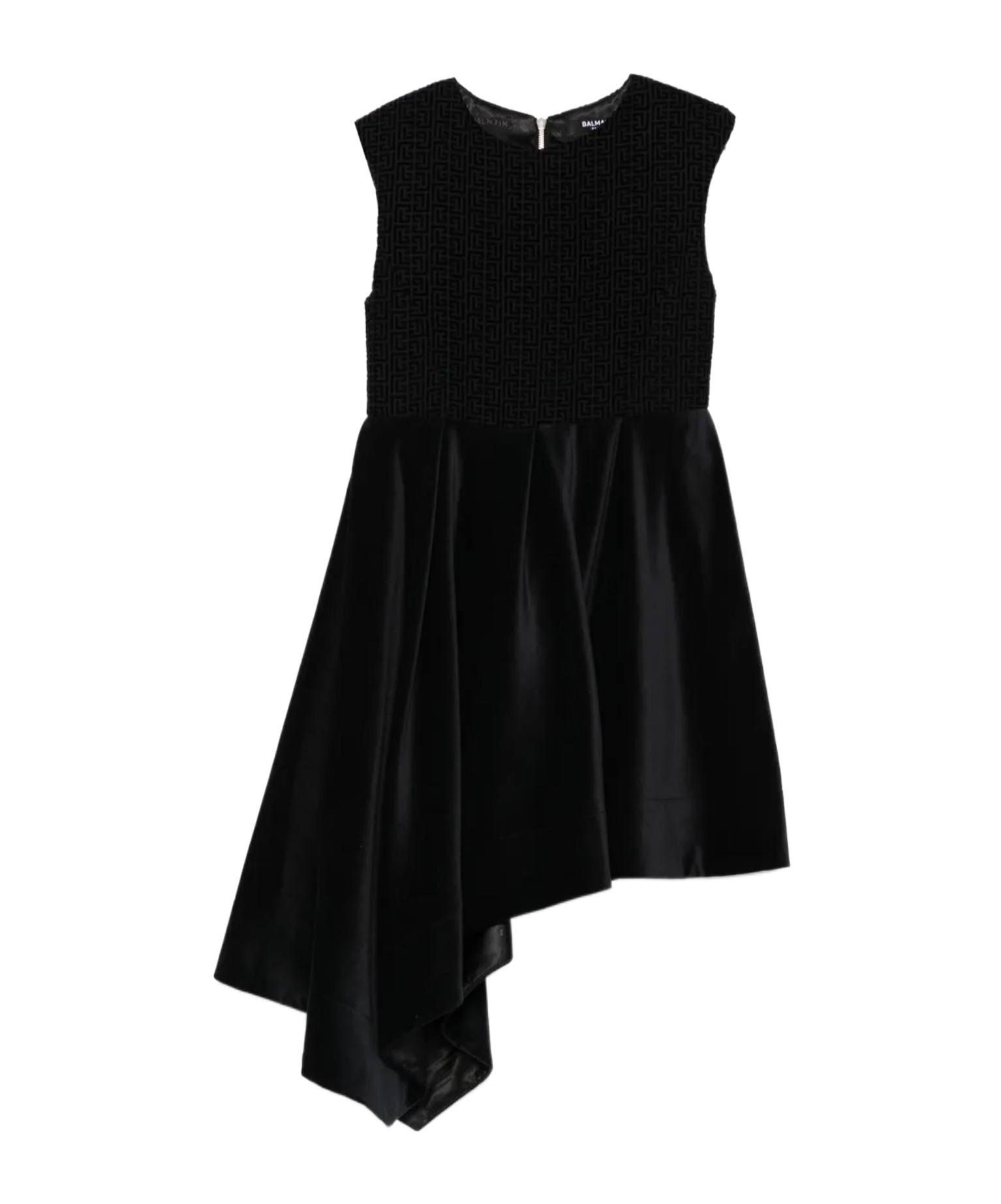 Balmain Geometric-pattern Velvet Dress In Black