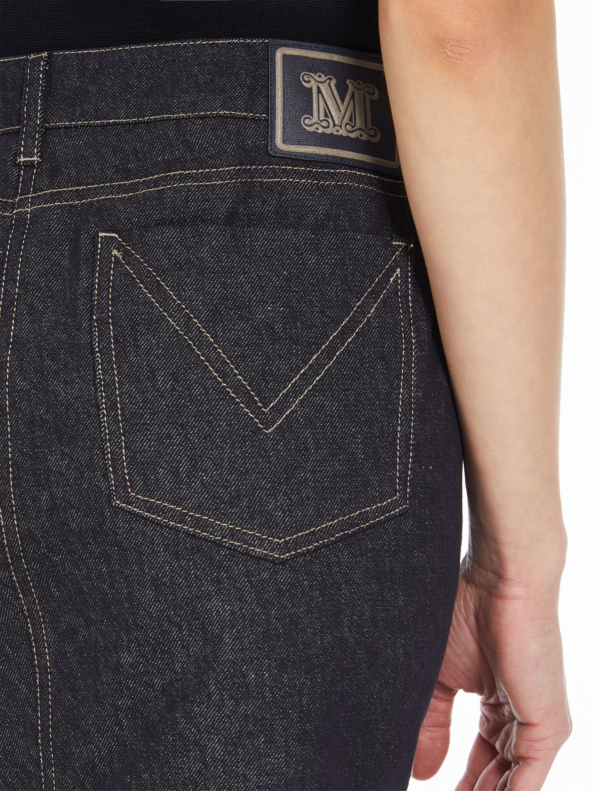 Max Mara Logo Denim Skirt In Black