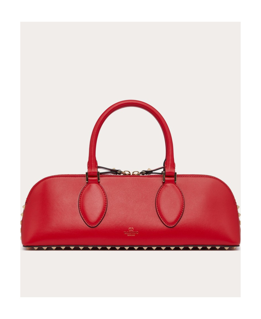 Valentino Rockstud East-west Leather Tote Bag In Red