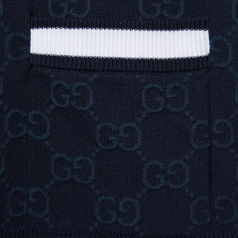 Gucci Gg Fine Cotton Jacquard Cardigan In Blue