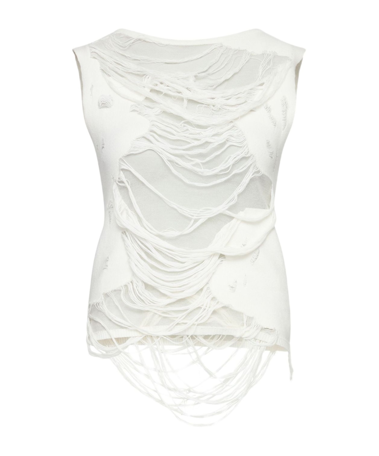 Mm6 Maison Margiela Mm6 By Maison Margiela Layered Distressed Fabric Sleeveless Top In White