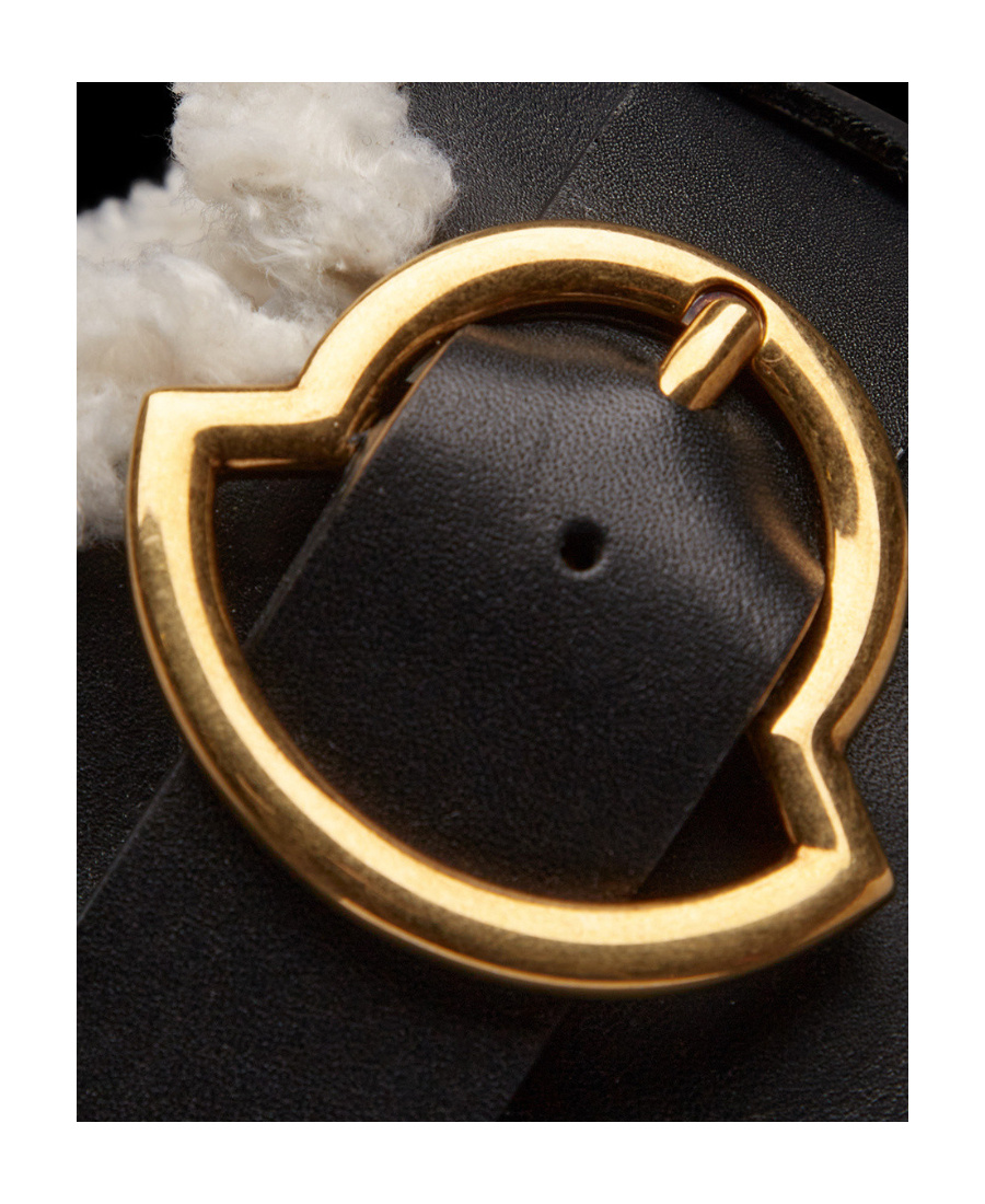 Moncler Bell Mules With Faux Shearling Lining In Black