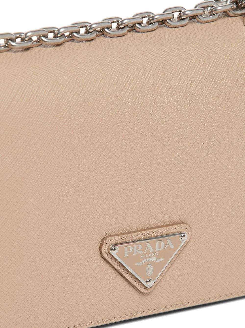 Prada Chain-link Trim Shoulder Bag In Nude