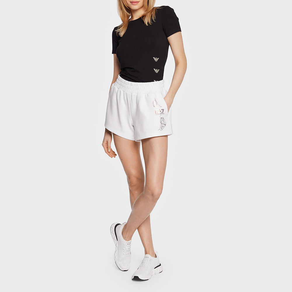 Ea7 Logo Printed Shorts In White