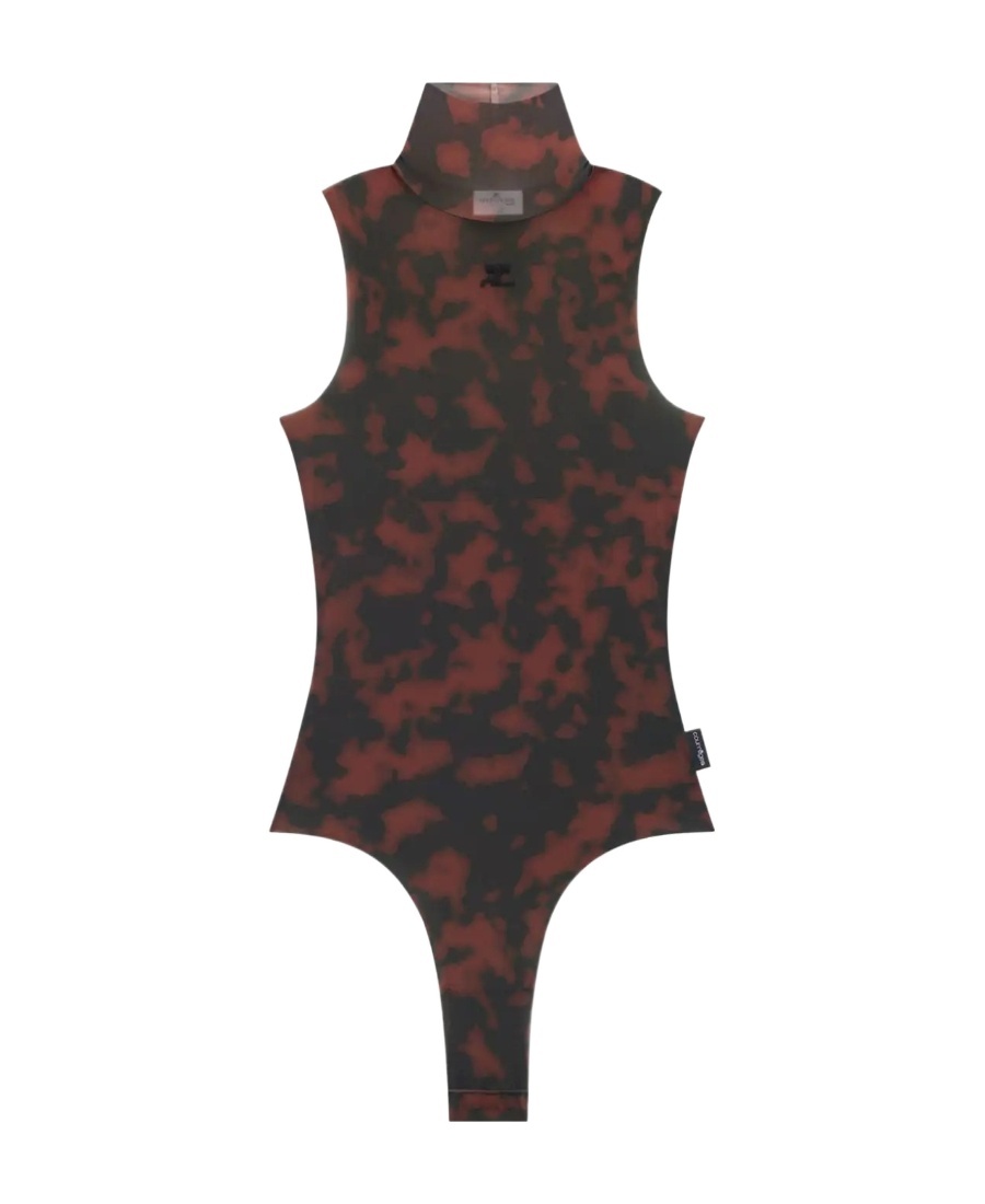 Courrèges Tortoise High Neck Bodysuit In Black