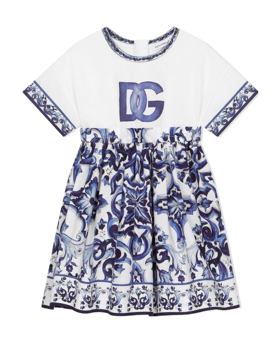 Dolce & Gabbana Majolica-print Cotton Dress In White