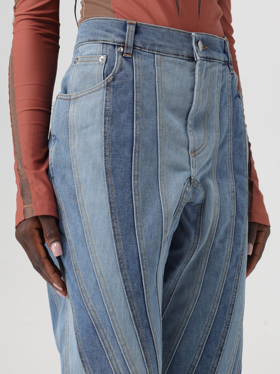 Mugler Spiral Straight-leg Jeans In Blue