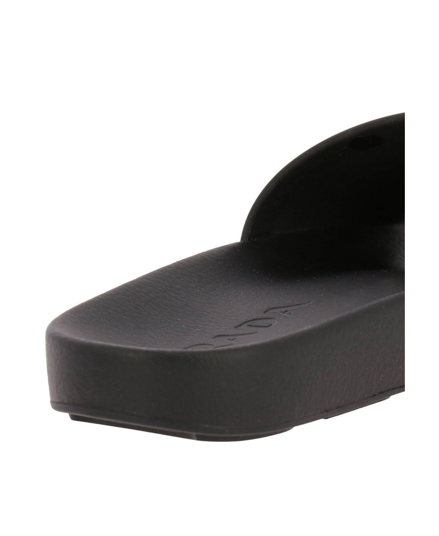 Prada Logo Flip-flops In Black