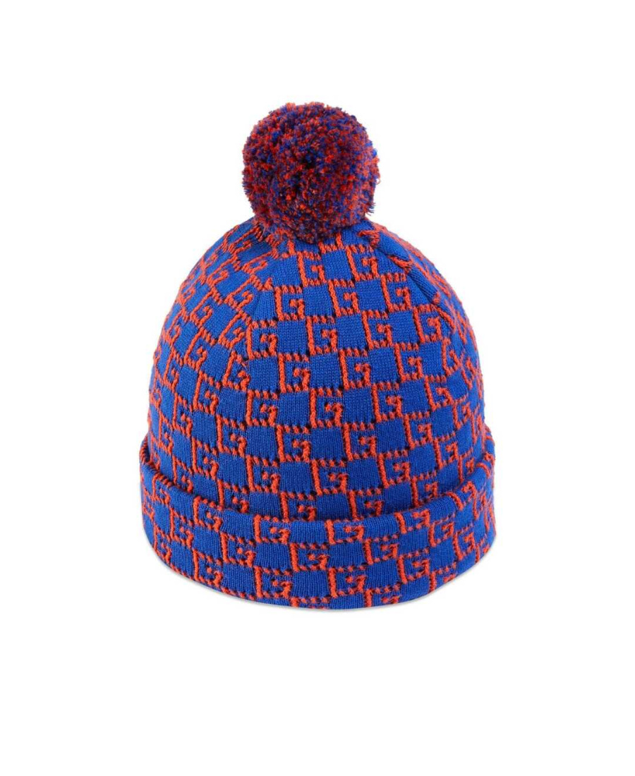 Gucci Square G Cotton Beanie In Blue