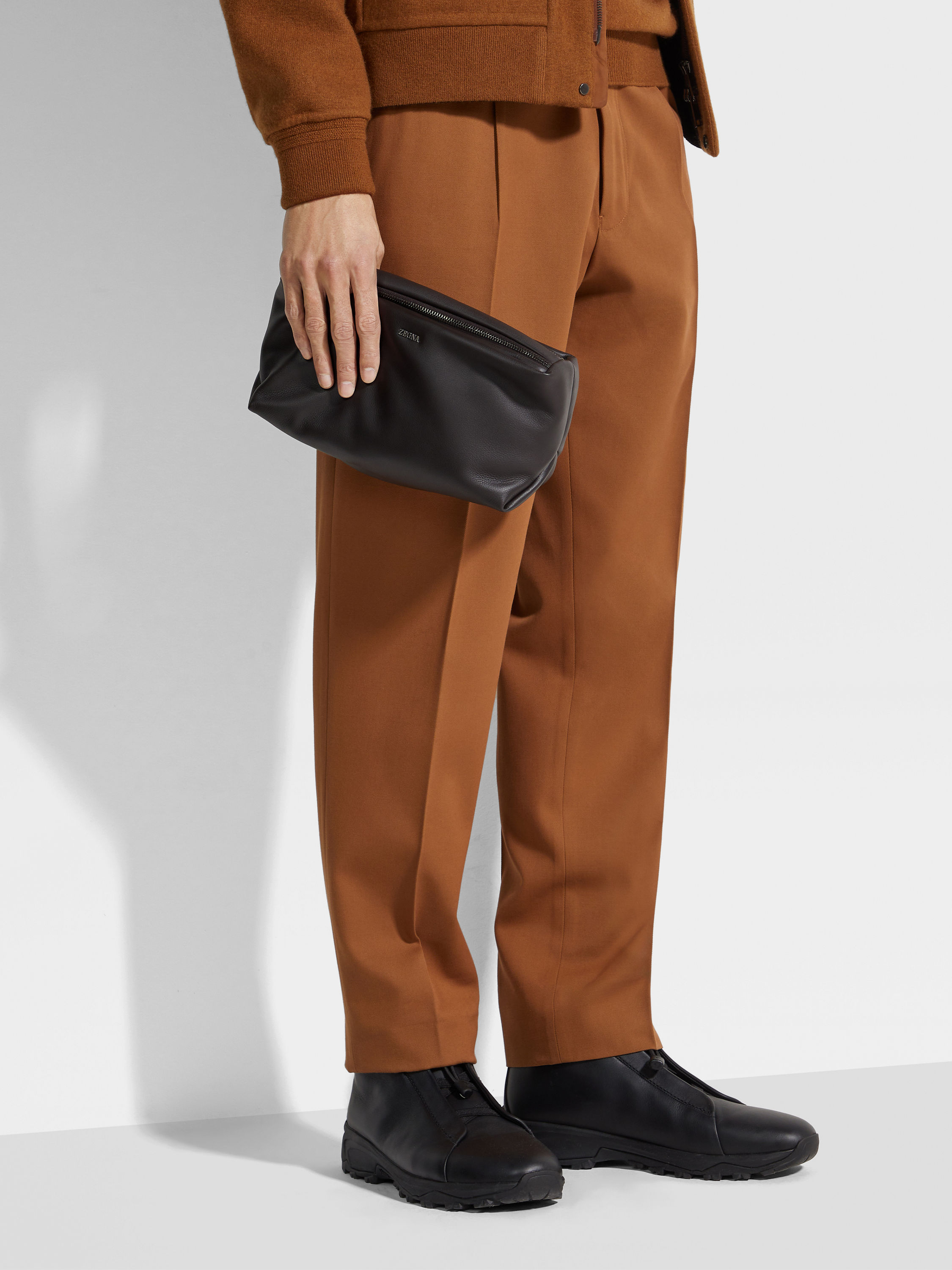 Zegna Secondskin Softy Pouch In Brown