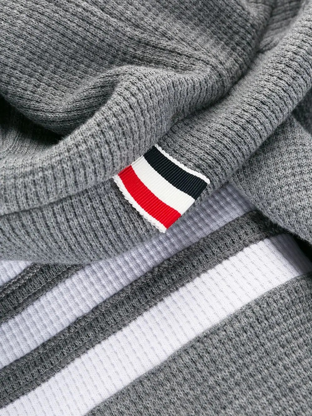Thom Browne 4-bar Raglan-sleeve Waffle Stitch Hoodie In Gray