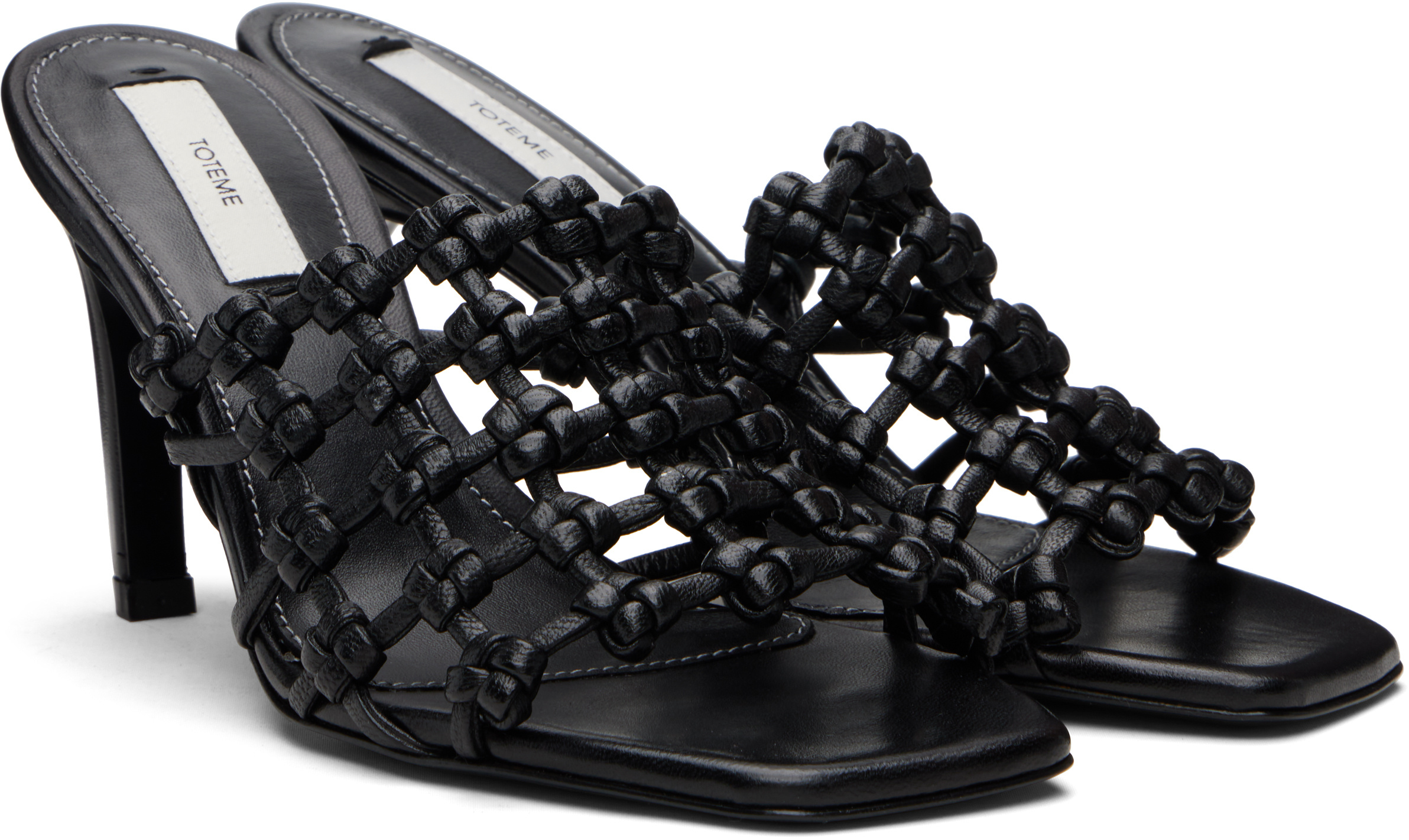 Totême 85mm Knotted-leather Sandals In Black